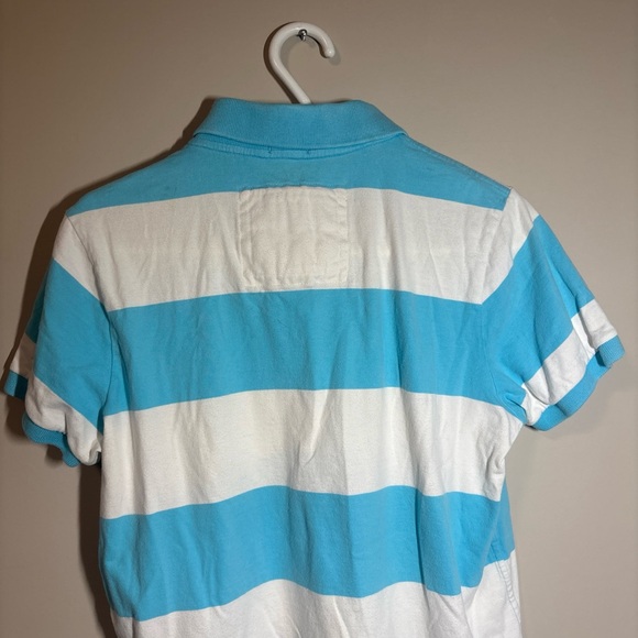 Abercrombie & Fitch Aqua and White Striped Polo - Picture 5 of 8